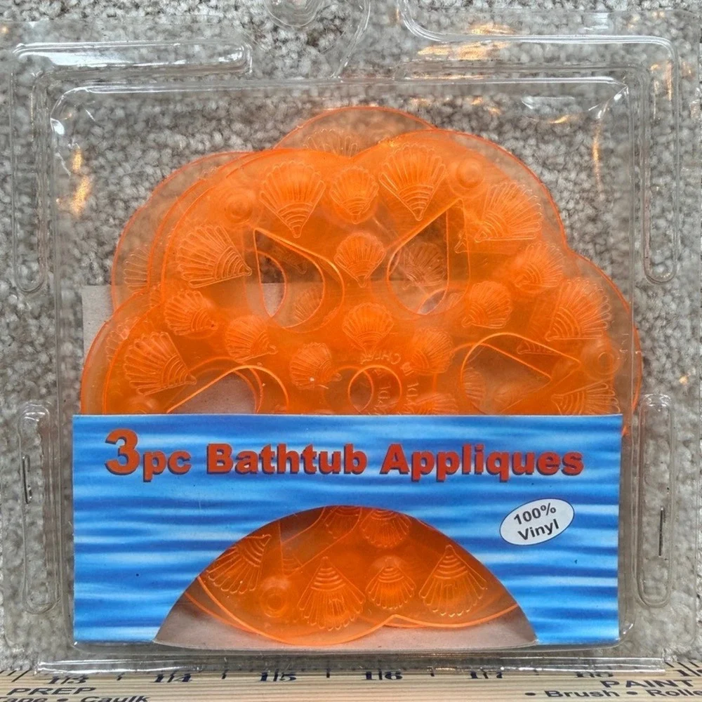 3pc Orange Seashell Bathtub Appliques Non-Slip Vinyl by Ocean Desert Sales